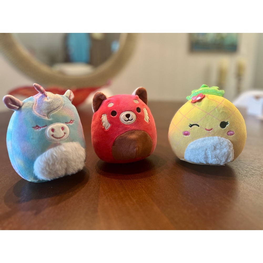 Squishmallows Lot 3 Anouk Unicorn Cici Red Panda Maui Pineapple 5" 6" Plush EX